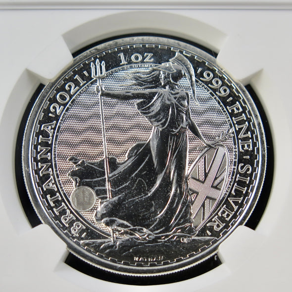 2021 Great Britain £2 Britannia – 1 oz .999 Silver – NGC MS69 – Royal Mint Bullion Coin - Black Market LLC