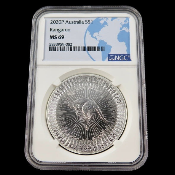 2020-P Australia $1 Silver Kangaroo – 1 oz .9999 Silver – NGC MS69 – Perth Mint Bullion Coin - Black Market LLC