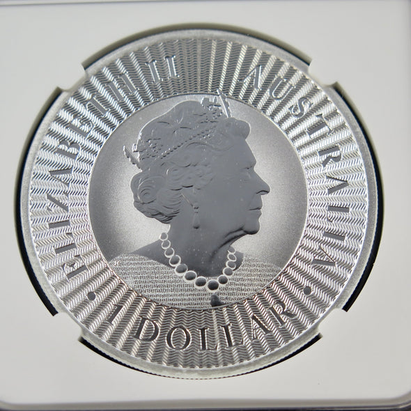 2022-P Australia $1 Silver Kangaroo – 1 oz .9999 Silver – NGC MS70 – First Day of Issue – Ed Harbuz Signed Label - Black Market LLC