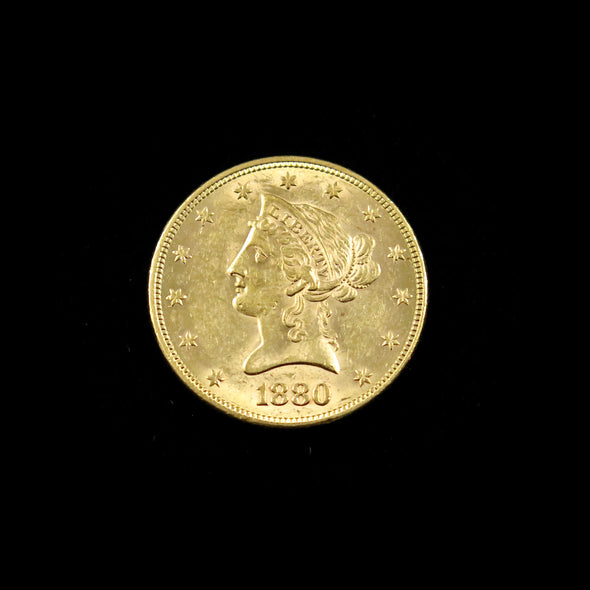 1880  10 Dollar Liberty Head Eagle Gold Coin