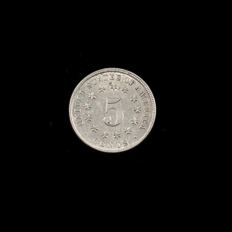1883 Shield Nickel, AU condition, final year of issue, raw U.S. five-cent coin with shield design, from Black Market LLC.