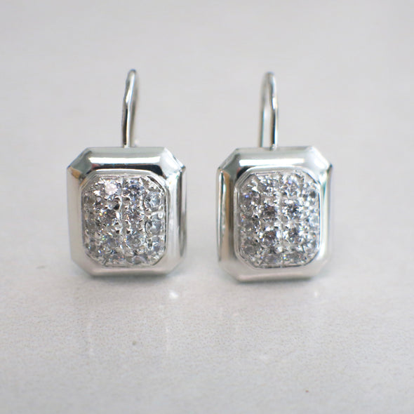 14K White Gold Diamond Dangle Drop Earrings