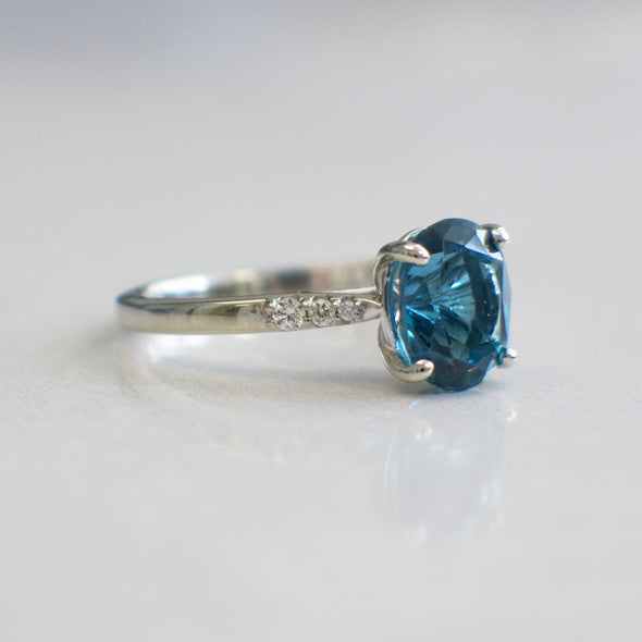 Oval Topaz and Diamond Accented Alternative Engagement Ring or Ring