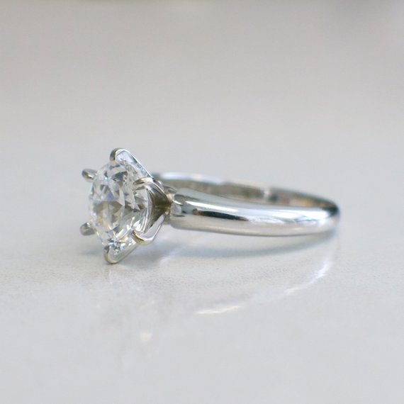 14K White Gold Cubic Zirconia Engagement Ring