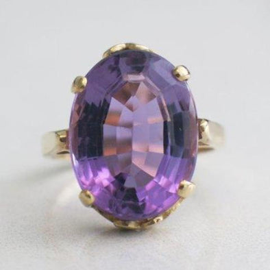 Amethyst and 14K Vintage Statement Cocktail Ring