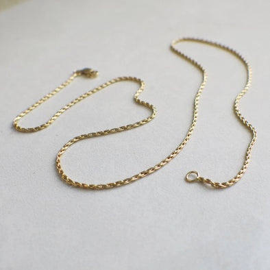 14K Yellow Gold Vintage Round Parisian Wheat Chain Necklace