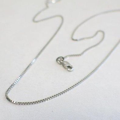 14K White Gold Box Chain Necklace 20 Inches
