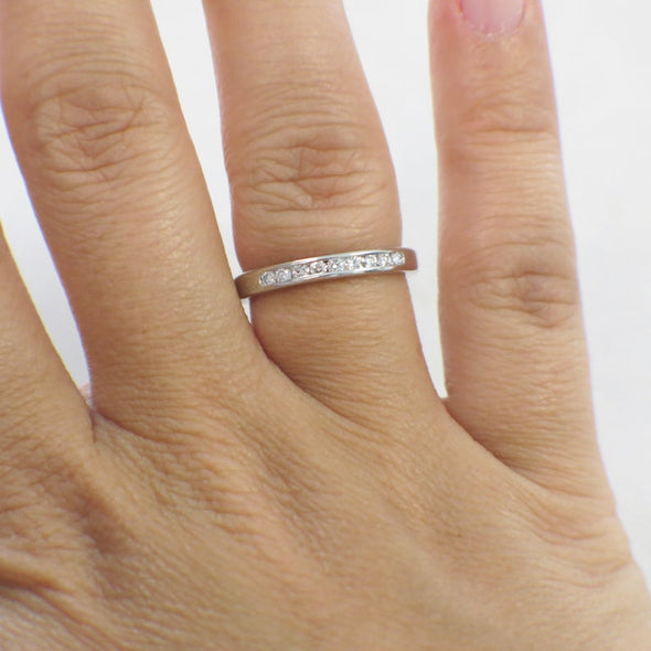 Platinum Diamond Channel Set Wedding Band Ring