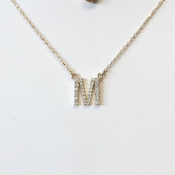 14K Letter Initial Diamond Necklace 16 Inch