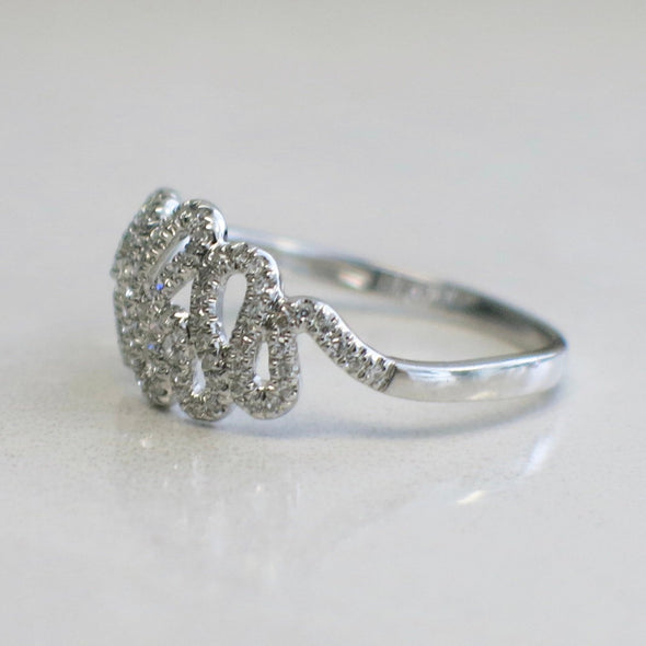 14K White Gold Diamond Swirl Ring
