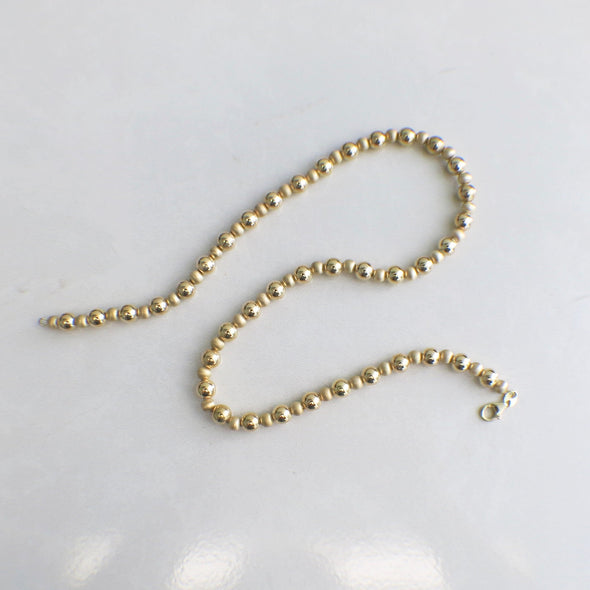 14K Yellow Gold Beaded Matte and Shine Necklace