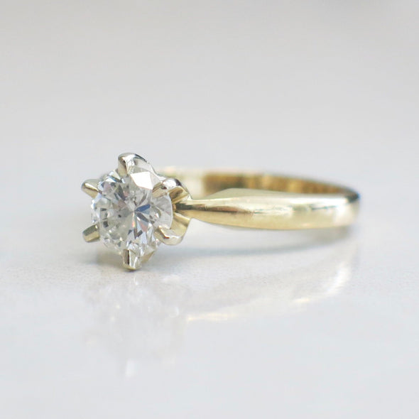 Solitaire .92 Diamond Engagement 14K Yellow Gold Ring
