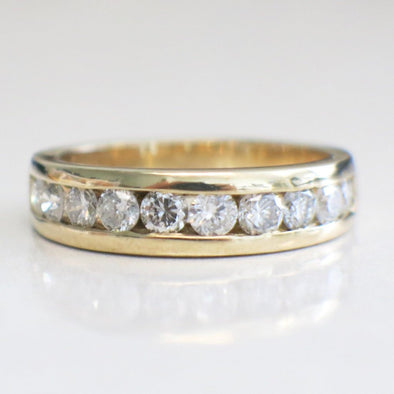 Channel Set 1.00 Carat Vintage Diamond Gold Band