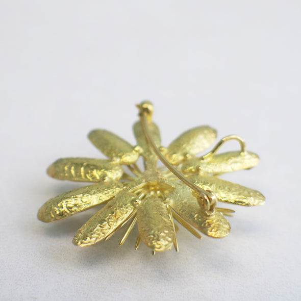 18K Gold Vintage Floral Pin Pendant or Brooch