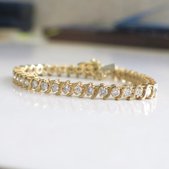 S Link 18K Yellow Gold 2.25 CTW Diamond Tennis Bracelet