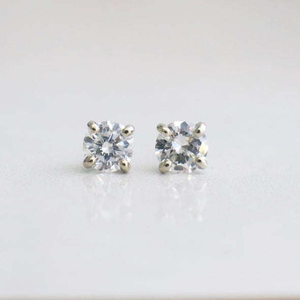 Diamond .80 CTW Stud Earrings 14K White Gold