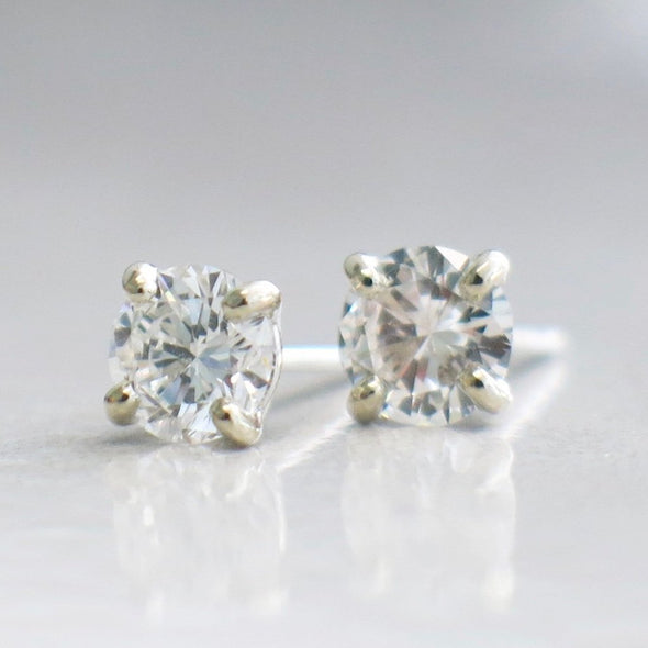 Diamond .80 CTW Stud Earrings 14K White Gold