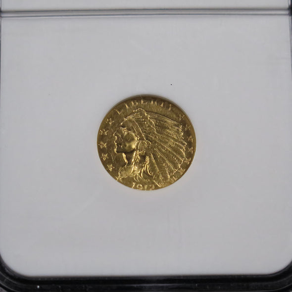 1912 Quarter Eagle 2.50 Dollar Indian Head Gold Coin NGC MS61