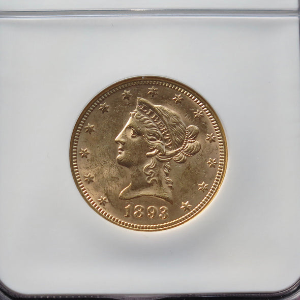 1893 10 Dollar Liberty Head Gold Coin NGC MS62