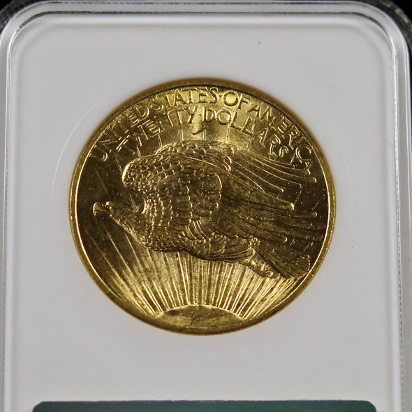 1908 20 Dollar Saint Gaudens Double Eagle Gold Coin No Motto NGC MS63