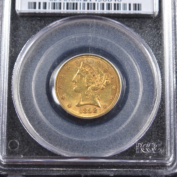 1898 Liberty Head 5 Dollar Gold Coin PCGS MS60