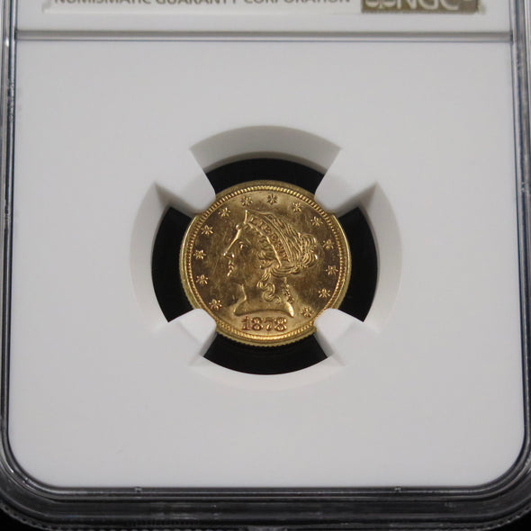 1878 Quarter Eagle 2.50 Liberty Head Dollar Gold Coin NGC AU58