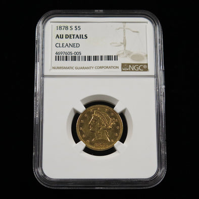 1878 S Liberty Head 5 Dollar Gold Coin AU Details
