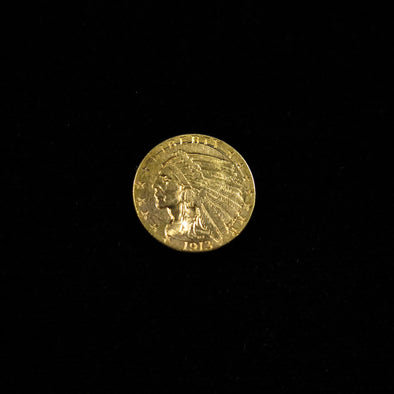 1913 Quarter Eagle 2.50 Dollar Indian Head Gold Coin