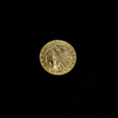 1914 Quarter Eagle 2.50 Dollar Indian Head Gold Coin