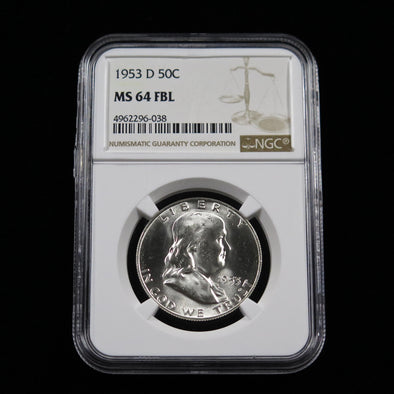 1953 D Franklin Half Dollar NGC MS64 Full Bell Lines